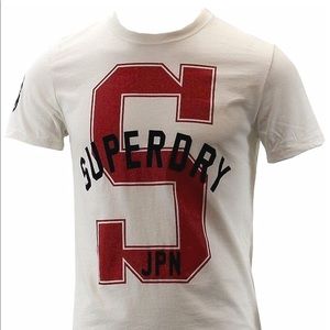 Superdry White and Red Short Sleeve Tee